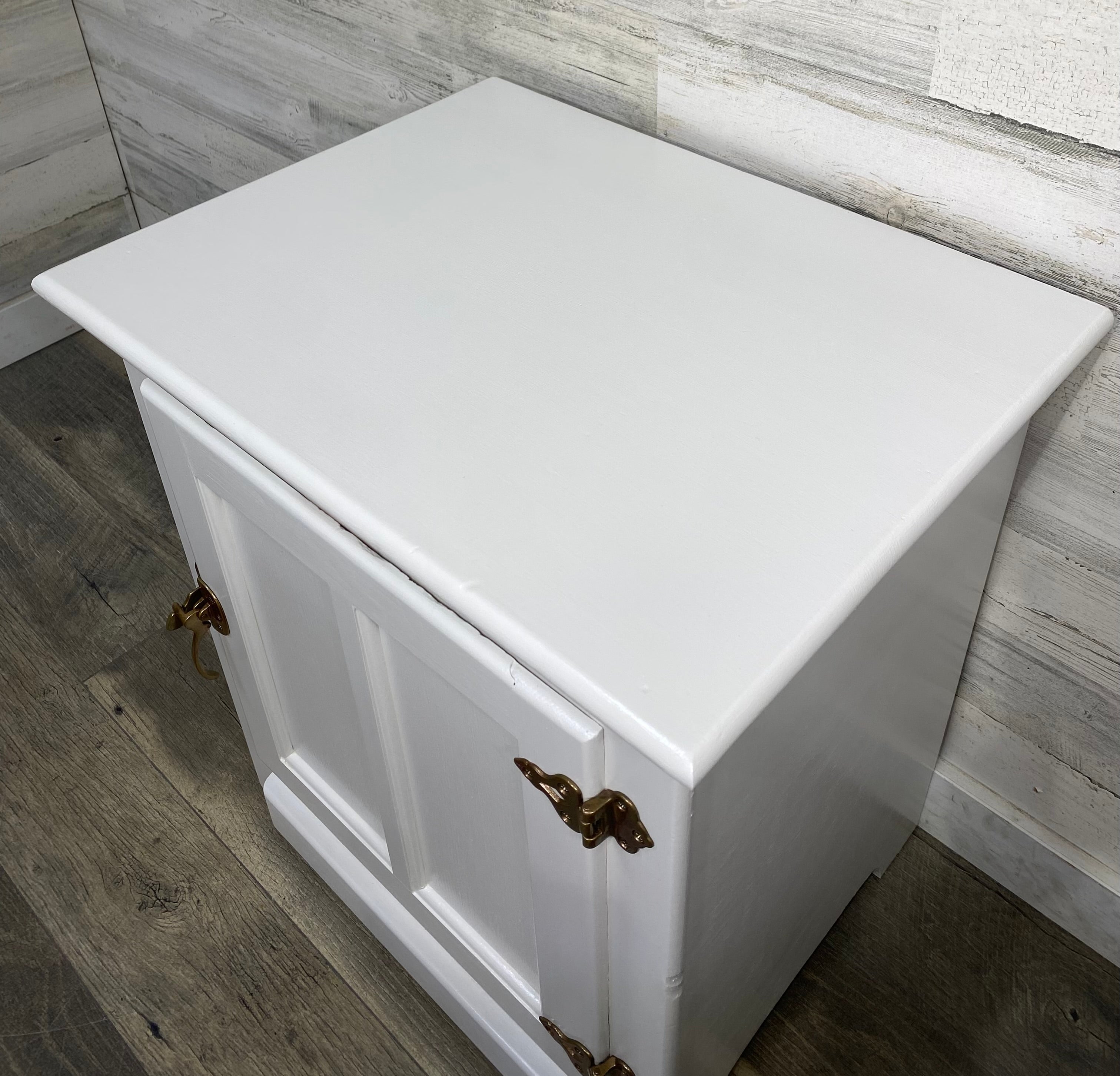 White Clad Ice Box Cabinet End Table