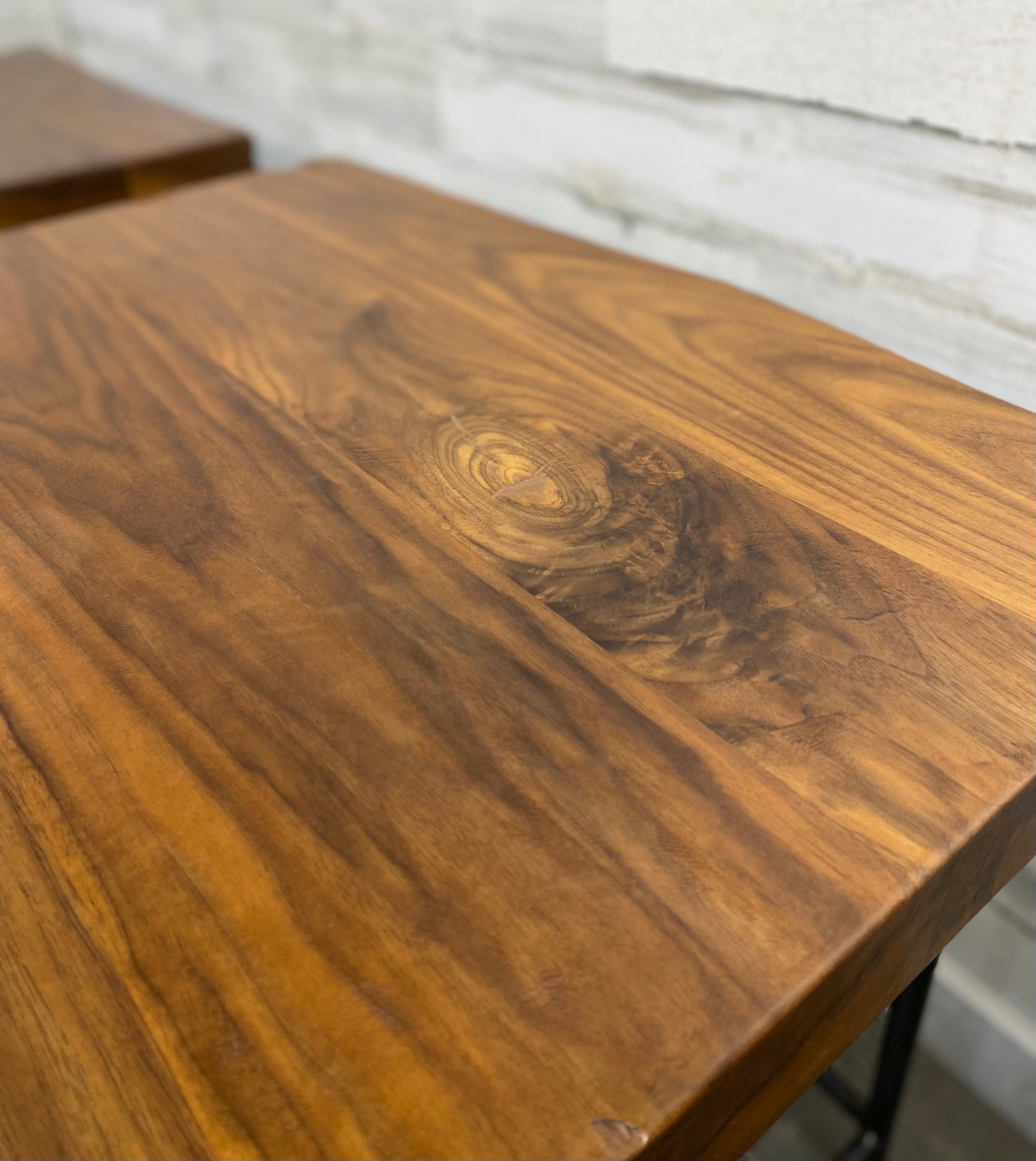 Set Of 2 Live Edge & Wrought Iron End Tables