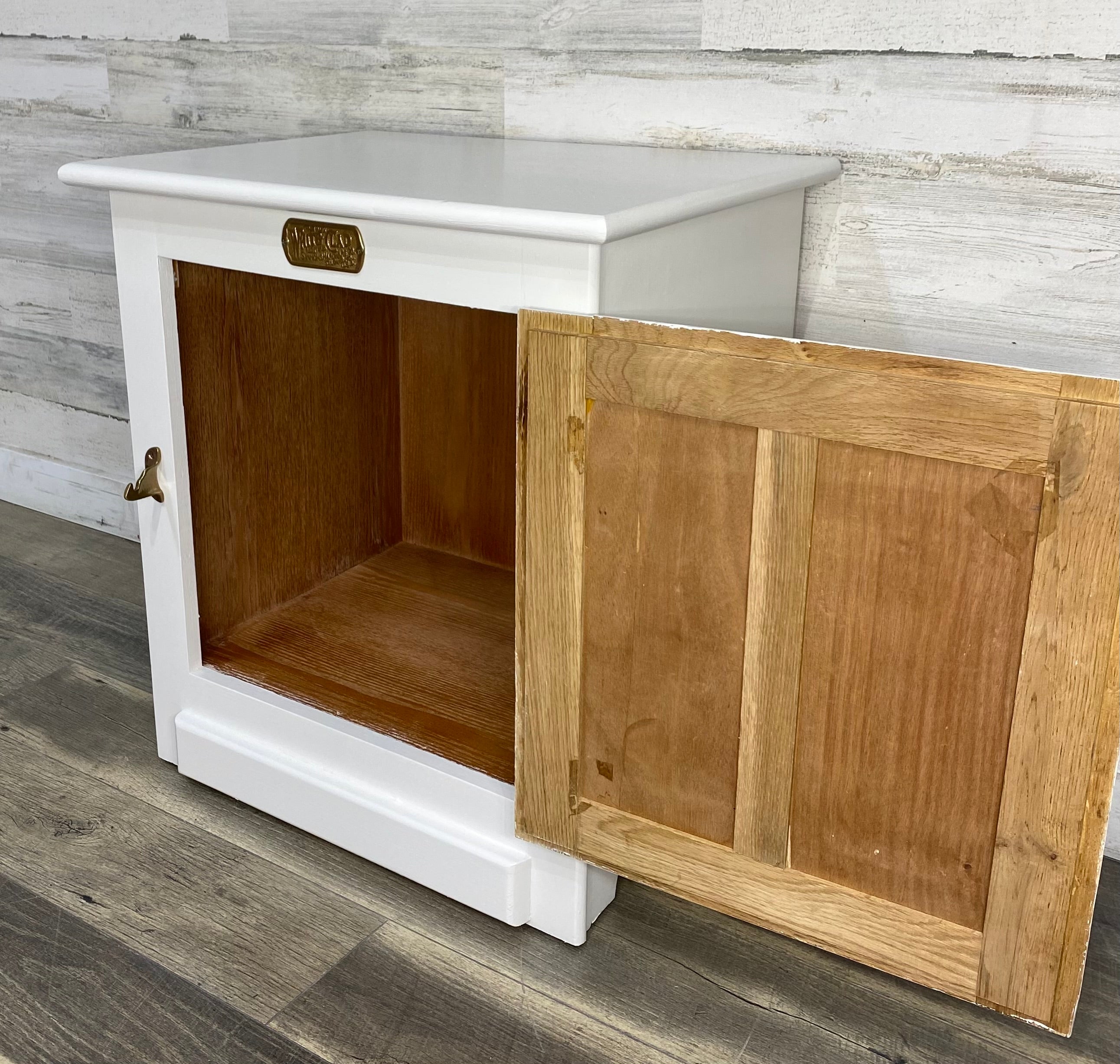 White Clad Ice Box Cabinet End Table